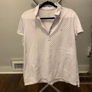 Tommy Hilfiger polo shirt white w black polka dots XL
